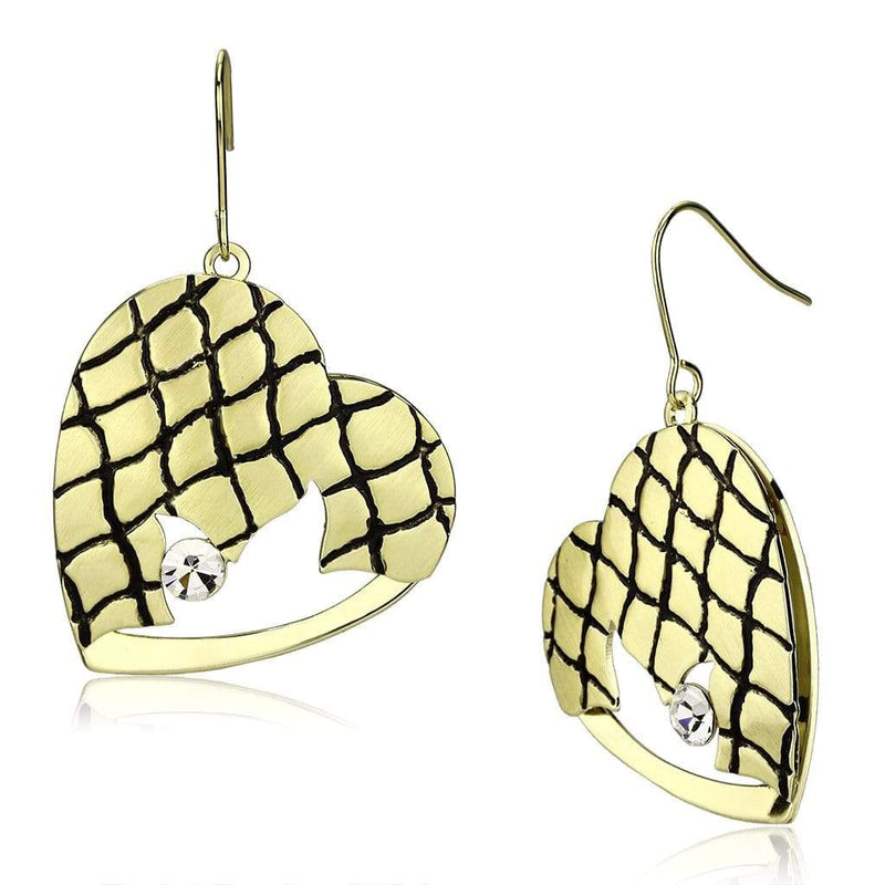 Gold Drop Earrings LO2688 Matte Gold & Gold Iron Earrings with Crystal