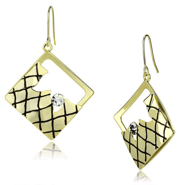 Gold Drop Earrings LO2689 Gold Iron Earrings with Top Grade Crystal