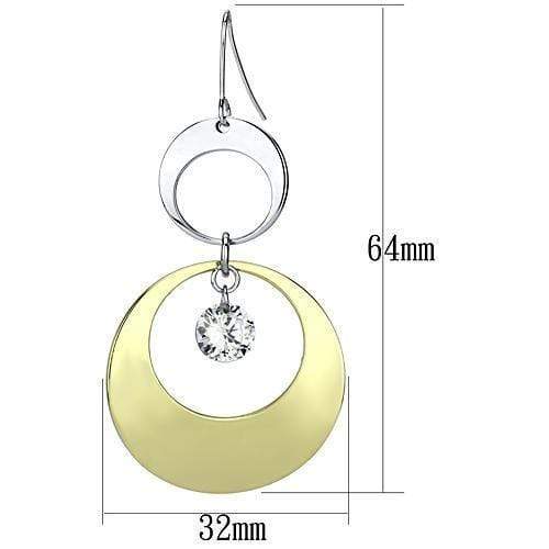 Gold Drop Earrings LO2691 Gold+Rhodium Iron Earrings with AAA Grade CZ