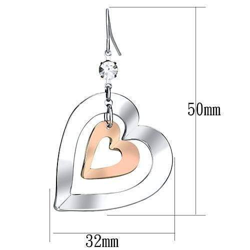 Gold Drop Earrings LO2695 Rose Gold + Rhodium Iron Earrings with Crystal