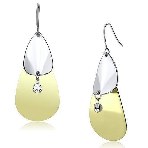 Gold Drop Earrings LO2696 Gold+Rhodium Iron Earrings with Crystal