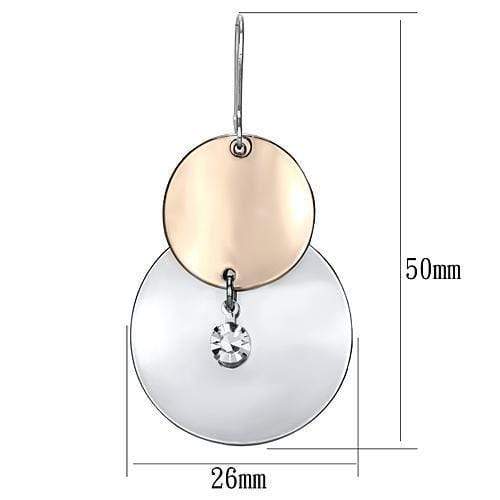 Gold Drop Earrings LO2697 Rose Gold + Rhodium Iron Earrings with Crystal