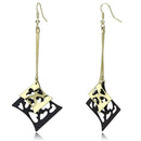 Gold Drop Earrings LO2704 Gold+Ruthenium Iron Earrings