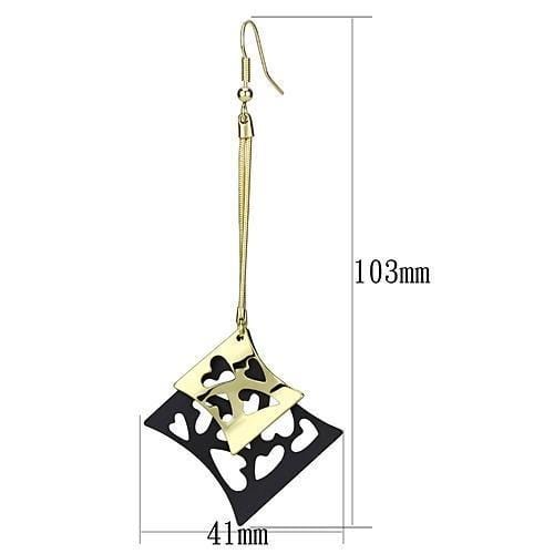 Gold Drop Earrings LO2704 Gold+Ruthenium Iron Earrings