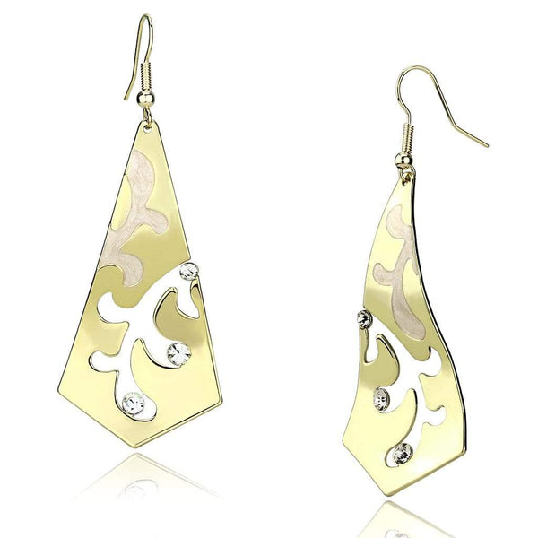 Gold Drop Earrings LO2710 Gold Iron Earrings with Top Grade Crystal