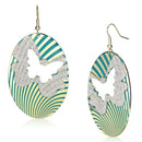 Gold Drop Earrings LO2726 Gold Iron Earrings with Epoxy in Capri Blue