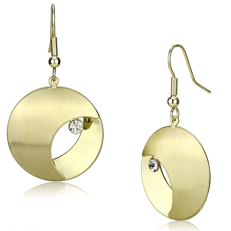 Gold Drop Earrings LO2738 Matte Gold & Gold Iron Earrings with Crystal