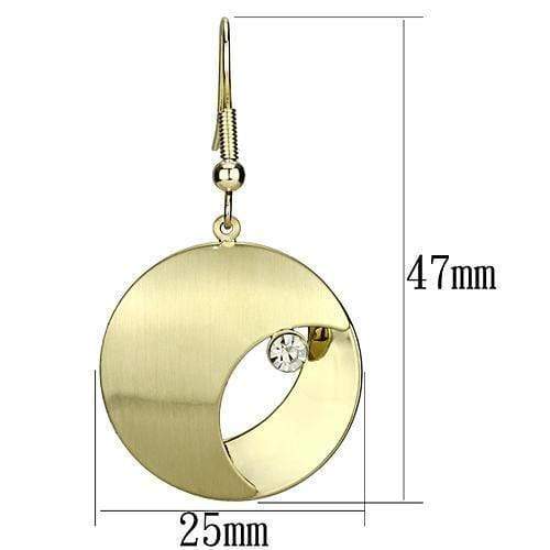 Gold Drop Earrings LO2738 Matte Gold & Gold Iron Earrings with Crystal