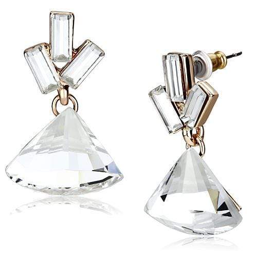 Gold Drop Earrings LO2751 Rose Gold Iron Earrings with Top Grade Crystal