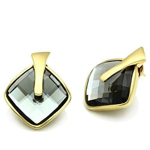 Silver Earrings Gold Earrings For Girls GL342 Gold - Brass Earrings in Black Diamond Alamode Fashion Jewelry Outlet