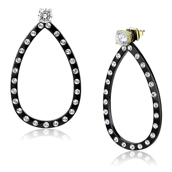 Gold Earrings For Women TK3215 Gold+ Black - Stainless Steel Earrings