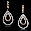 Gold Earrings For Women TS548 Rose Gold + Rhodium 925 Sterling Silver Earrings
