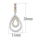 Gold Earrings For Women TS548 Rose Gold + Rhodium 925 Sterling Silver Earrings