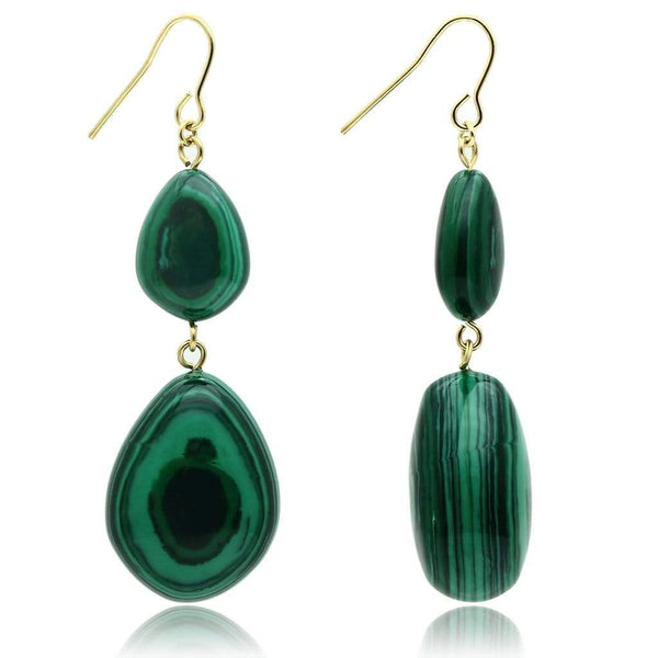 Silver Earrings Gold Earrings For Women VL019 Gold Brass Earrings with Synthetic in Emerald Alamode Fashion Jewelry Outlet