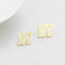 Silver Earrings Gold Earrings LO4666 Gold Brass Earrings with Epoxy in White Alamode Fashion Jewelry Outlet