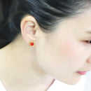 Gold Earrings LO4675 Gold Brass Earrings with Top Grade Crystal in Orange