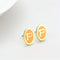 Gold Earrings LO4676 Gold Brass Earrings with Epoxy in Orange