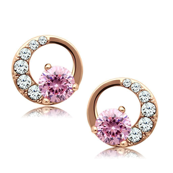 Gold Earrings TK1498 Rose Gold - Stainless Steel Earrings with AAA Grade CZ