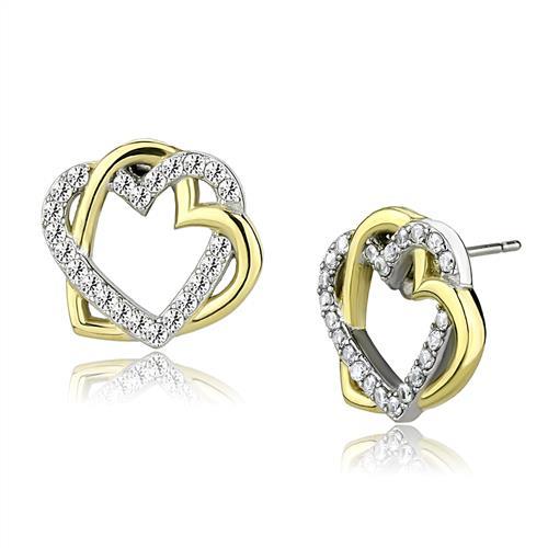 Gold Earrings TK3153 Two-Tone Gold - Stainless Steel Earrings with CZ