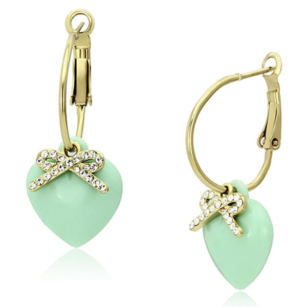 Gold Earrings VL101 Gold - Brass Earrings with Synthetic in Emerald