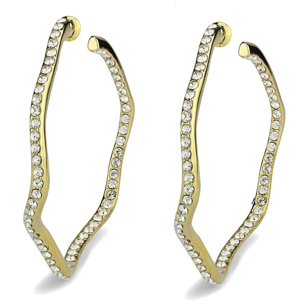 Silver Earrings Gold Hoop Earrings LO3857 Gold - Brass Earrings with Top Grade Crystal Alamode Fashion Jewelry Outlet