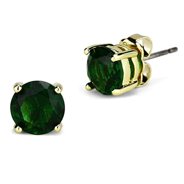 Silver Earrings Gold Stud Earrings 3W551 Gold Brass Earrings with Synthetic in Emerald Alamode Fashion Jewelry Outlet