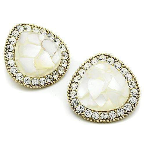 Silver Earrings Gold Stud Earrings GL346 Gold - Brass Earrings with Synthetic Alamode Fashion Jewelry Outlet