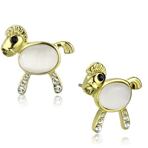 Gold Stud Earrings TK2152 Gold - Stainless Steel Earrings with Synthetic