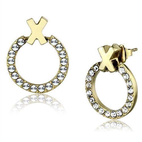 Gold Stud Earrings TK2271 Gold - Stainless Steel Earrings with Crystal