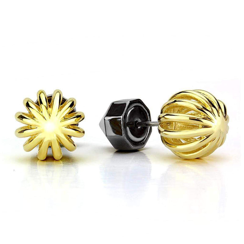 Silver Earrings Gold Stud Earrings TK3298 Gold+ Black - Stainless Steel Earrings Alamode Fashion Jewelry Outlet