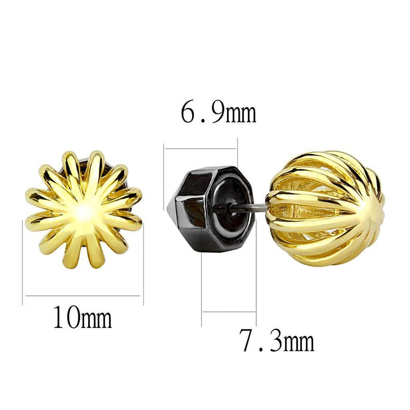 Gold Stud Earrings TK3298 Gold+ Black - Stainless Steel Earrings