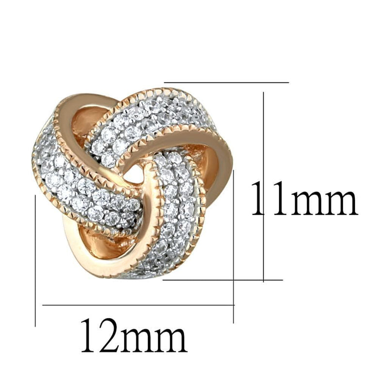 Gold Stud Earrings TS507 Rose Gold + Rhodium 925 Sterling Silver Earrings