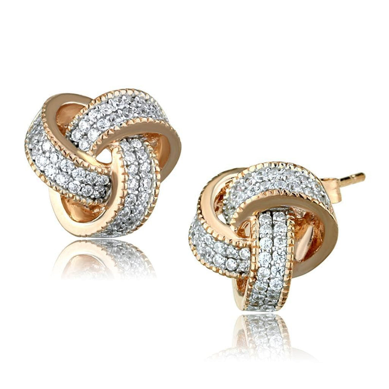 Gold Stud Earrings TS507 Rose Gold + Rhodium 925 Sterling Silver Earrings