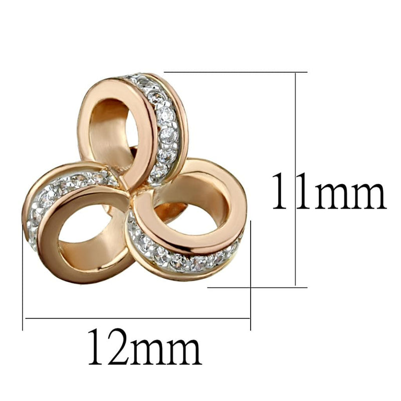 Gold Stud Earrings TS513 Rose Gold + Rhodium 925 Sterling Silver Earrings