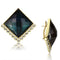 Gold Stud Earrings VL064 Gold - Brass Earrings with Synthetic in Tanzanite