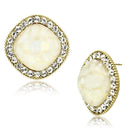 Gold Stud Earrings VL067 Gold - Brass Earrings with Precious Stone