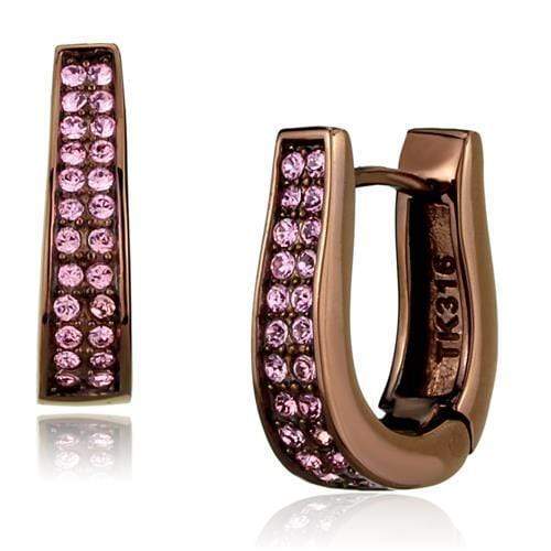 Hoop Earrings TK2537 Coffee light Stainless Steel Earrings with Crystal