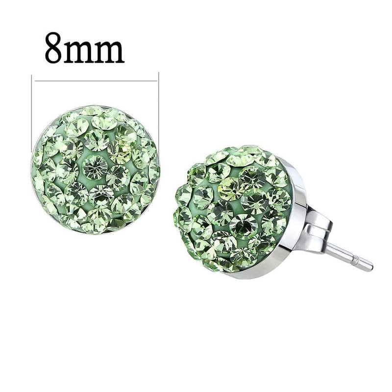 Pandora Earrings TK3548 Stainless Steel Earrings with Crystal in Peridot