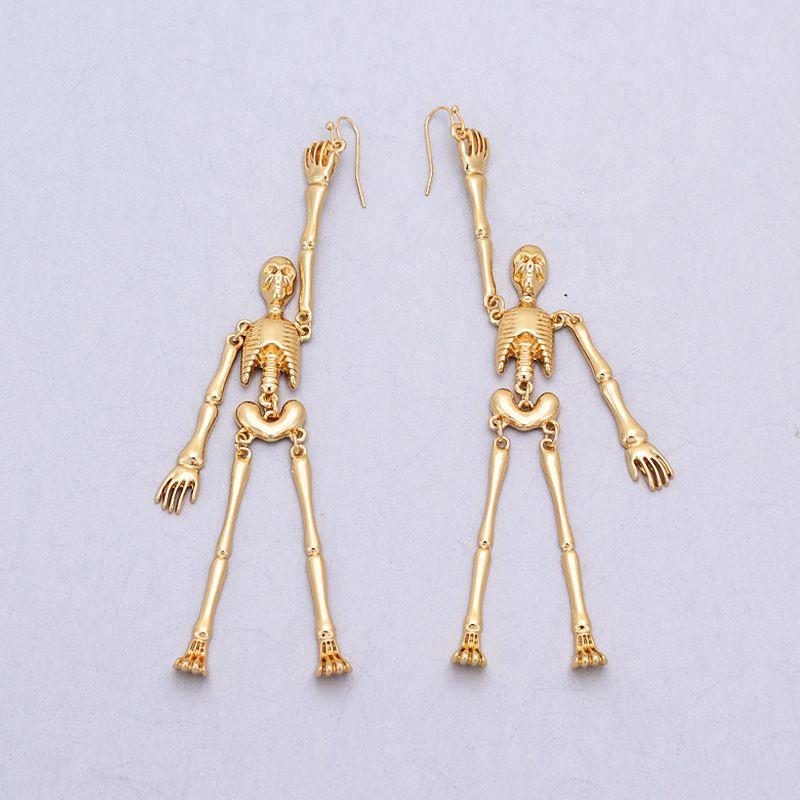 Silver Earrings Punk Style Women Exaggerated Golden Alloy Skull Design Drop Earrings TIY