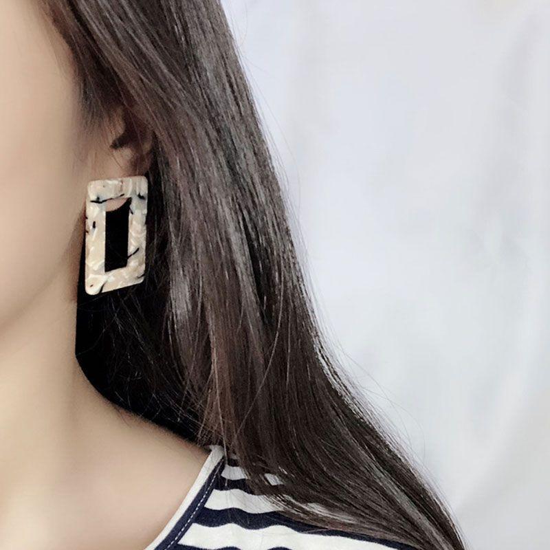 Silver Earrings Rectangular Type Women Personality Earrings Jewelry TIY