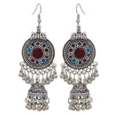 Silver Earrings Retro Ethnic Style Women Anti-silver Plated Alloy Multilayer Lantern Pattern Earrings TIY