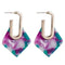 Silver Earrings Rhombus Shape Fashion Marbling Pattern Alloy Earrings TIY