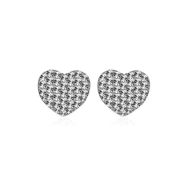 Silver Earrings Romantic Engagement Love Heart Diamond Sterling Silver Stud Earrings��� TIY