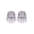 Silver Earrings Shiny Party Pattern Women Hollow Alloy Pearl Rhinestone Earrings TIY