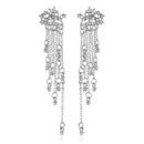 Silver Earrings Shiny Rhinestone Decor Star Design Women Alloy Tassel Earrings TIY