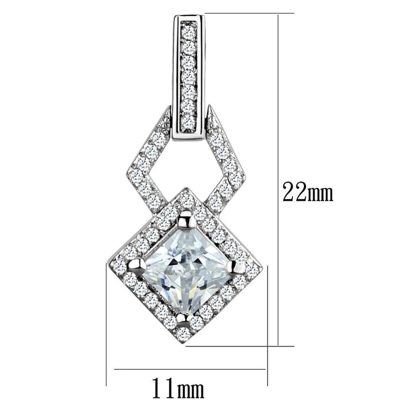 Silver Drop Earrings TS291 Rhodium 925 Sterling Silver Earrings with CZ