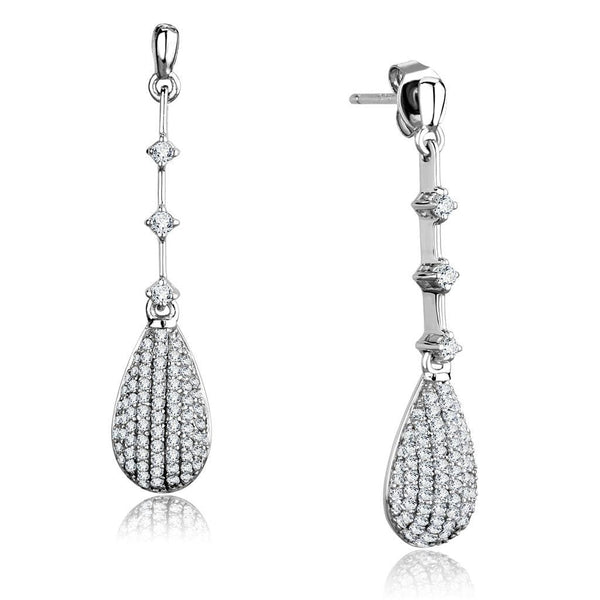 Silver Drop Earrings TS292 Rhodium 925 Sterling Silver Earrings with CZ