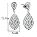 Silver Drop Earrings TS325 Rhodium 925 Sterling Silver Earrings with CZ