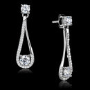 Silver Drop Earrings TS390 Rhodium 925 Sterling Silver Earrings with CZ