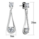 Silver Earrings Silver Drop Earrings TS390 Rhodium 925 Sterling Silver Earrings with CZ Alamode Fashion Jewelry Outlet